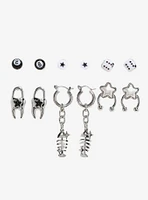 Social Collision Fish Bone Tooth Star Earring Set