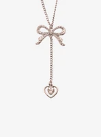 Sweet Society Rhinestone Bow Heart Best Friend Necklace Set