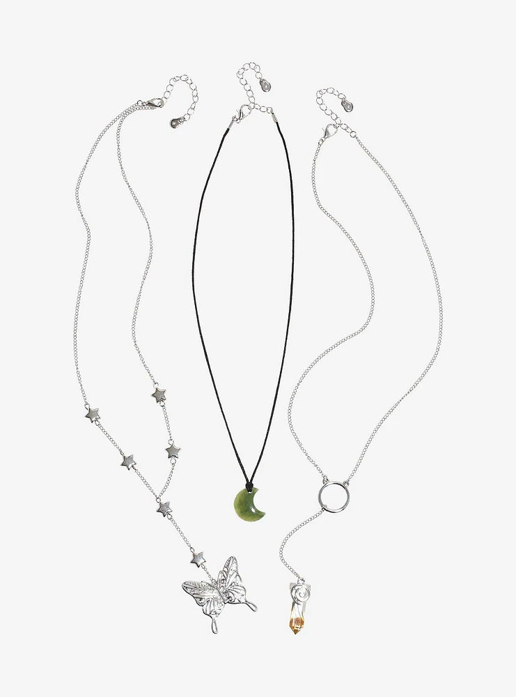 Thorn & Fable Moon Butterfly Lariat Necklace Set