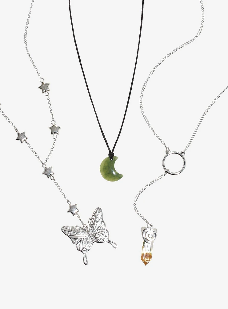 Thorn & Fable Moon Butterfly Lariat Necklace Set