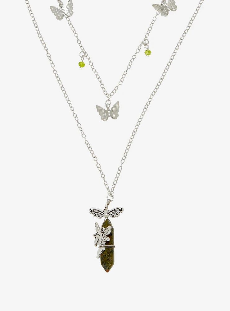 Thorn & Fable Butterfly Fairy Crystal Layered Necklace