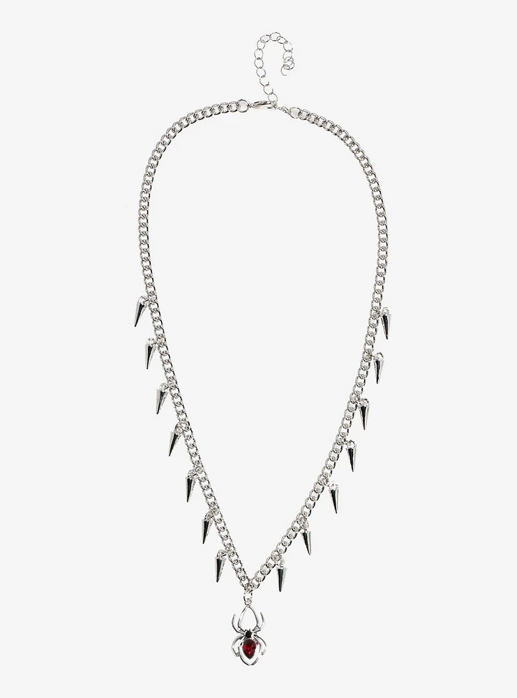 Social Collision Spider Spike Charm Necklace