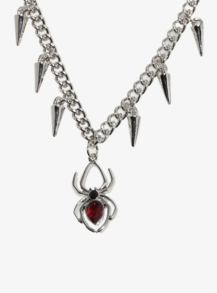 Social Collision Spider Spike Charm Necklace