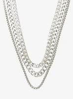 Social Collision Silver Chain Necklace Set