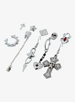 Social Collision Skull Spike Mismatch Earring Set