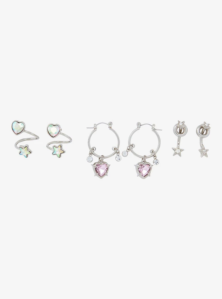 Social Collision Heart Star Gem Earring Set