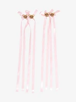 Sweet Society Teddy Bear Pink Long Hair Bow Set