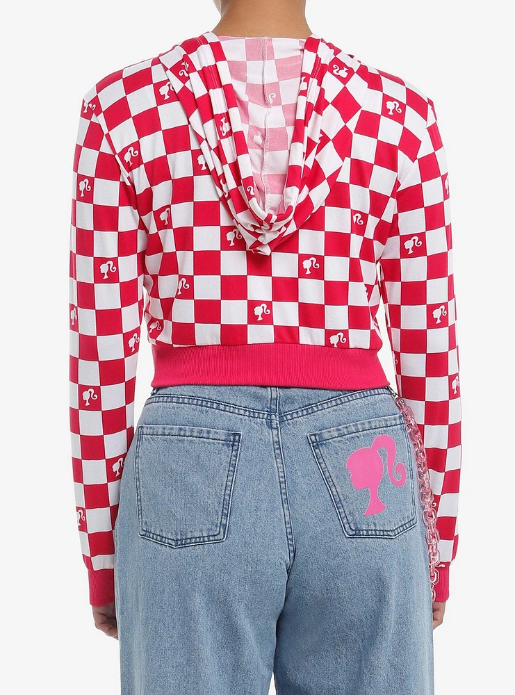 Barbie Gingham Girls Crop Hoodie