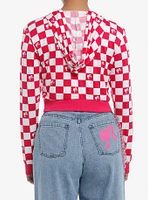 Barbie Gingham Girls Crop Hoodie