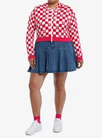 Barbie Gingham Girls Crop Hoodie Plus