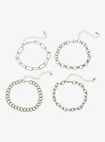 Social Collision Silver Chain Bracelet Set