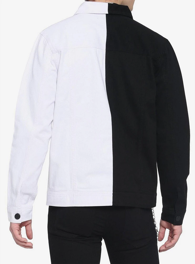 Black & White Split Denim Jacket
