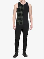 Black & Green Grid Split Tank Top