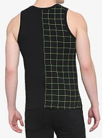 Black & Green Grid Split Tank Top