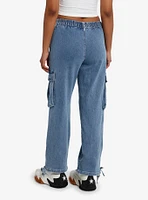 Light Indigo Cargo Girls Wide Leg Jeans