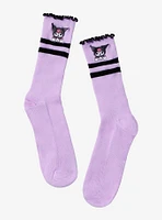 Kuromi Varsity Stripe Lettuce Trim Crew Socks