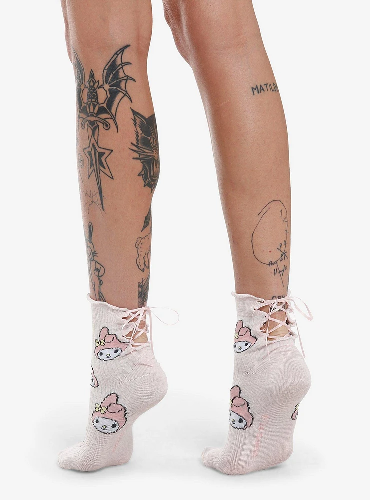 My Melody Lace-Up Ankle Socks