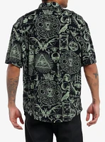 Cosmic Tarot Occult Woven Button-Up