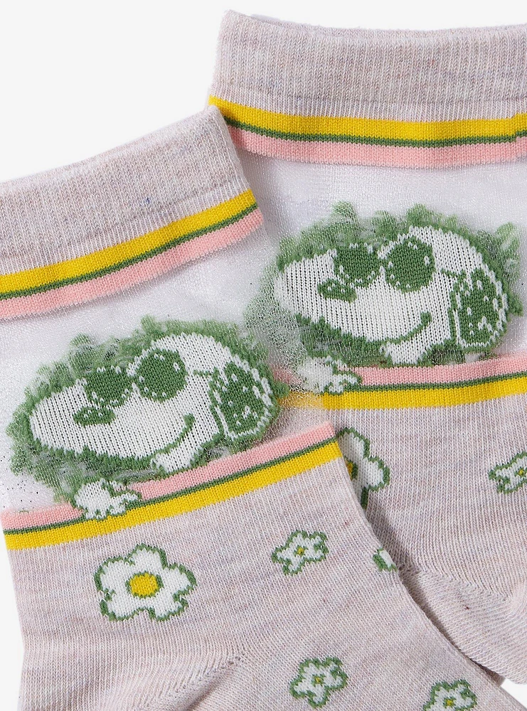 Peanuts Snoopy Floral Mesh Panel Crew Socks