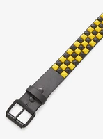 Black & Three Row Pyramid Stud Belt