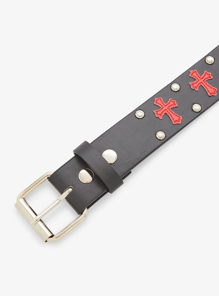 Black & Red Cross Stud Belt