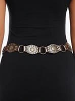 Gold Rivet & Conch Faux Leather Belt