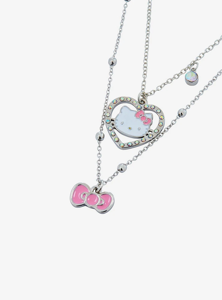 Hello Kitty Bling Heart Bow Necklace Set