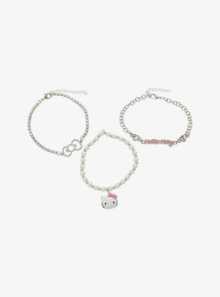 Hello Kitty Bling Pearl Bracelet Set