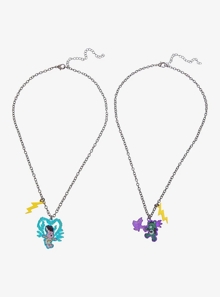 Care Bears x Universal Monsters Frankenstein Monster & Bride Best Friend Necklace Set