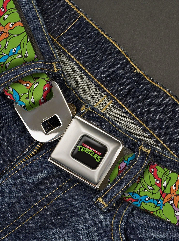 Teenage Mutant Ninja Turtles Faces Stacked Seatbelt Belt