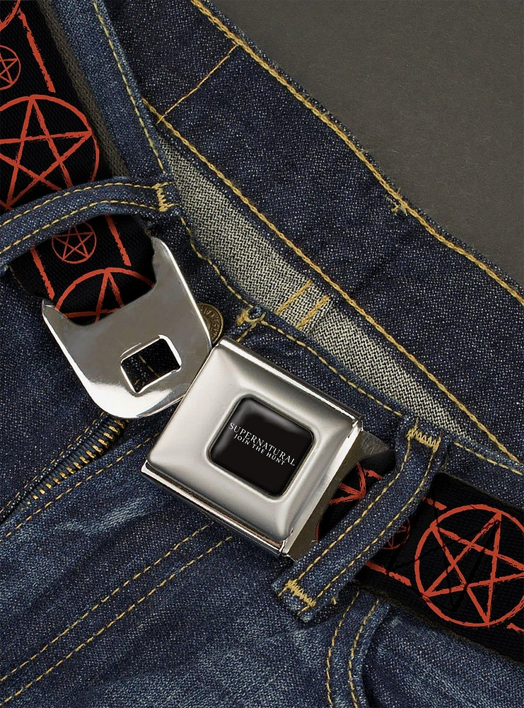 Supernatural Pentagram Icon Stripe Seatbelt Belt