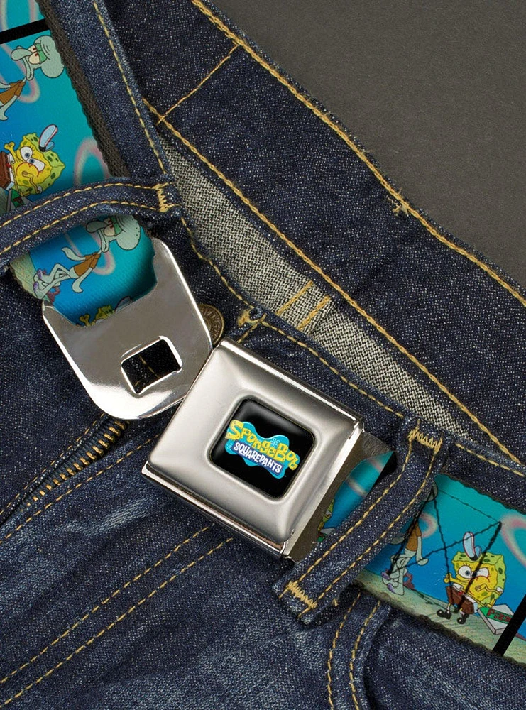 SpongeBob SquarePants And Squidward Pizza Scene Pose Blocks Seatbelt Belt