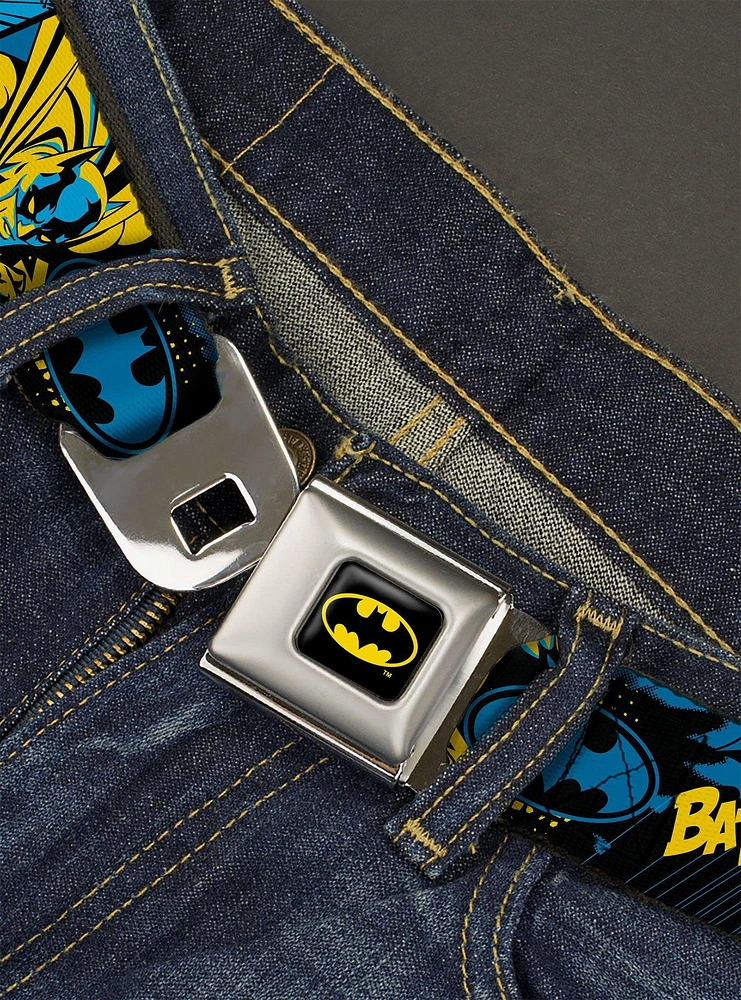 DC Comics Batman Poses And Logo Collage Seatbelt Belt