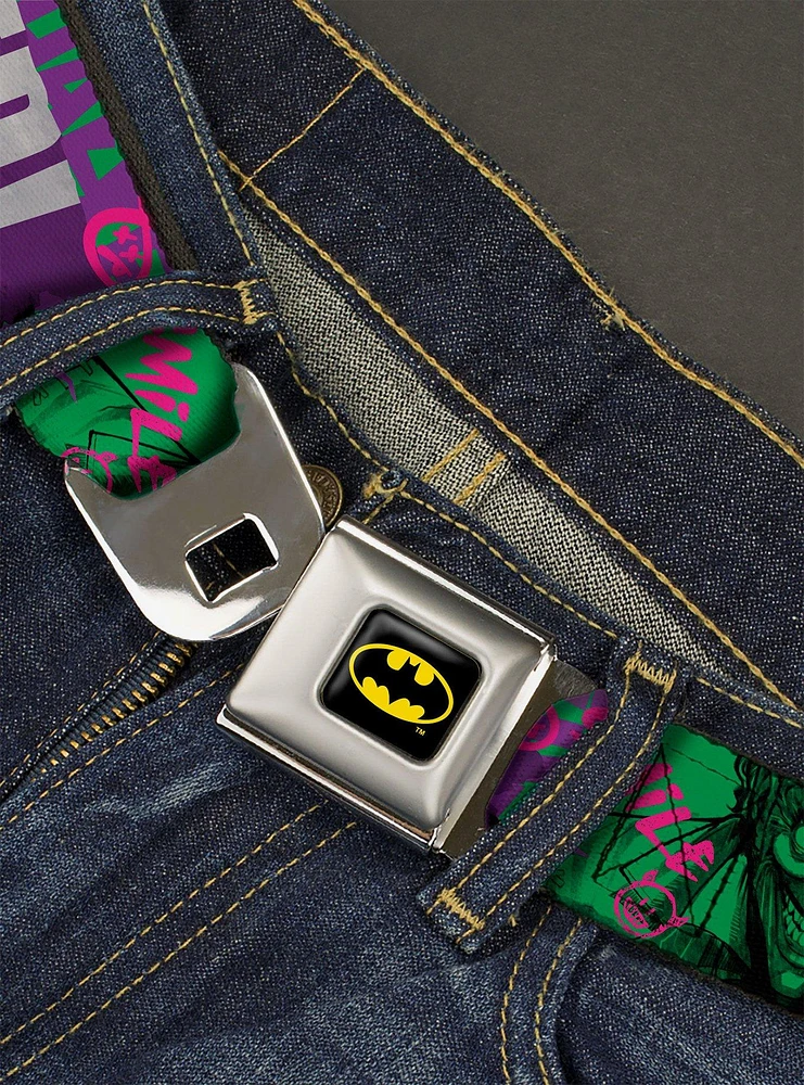 DC Comics The Joker Wanted Smiling Pose And Graffiti Seatbelt Belt