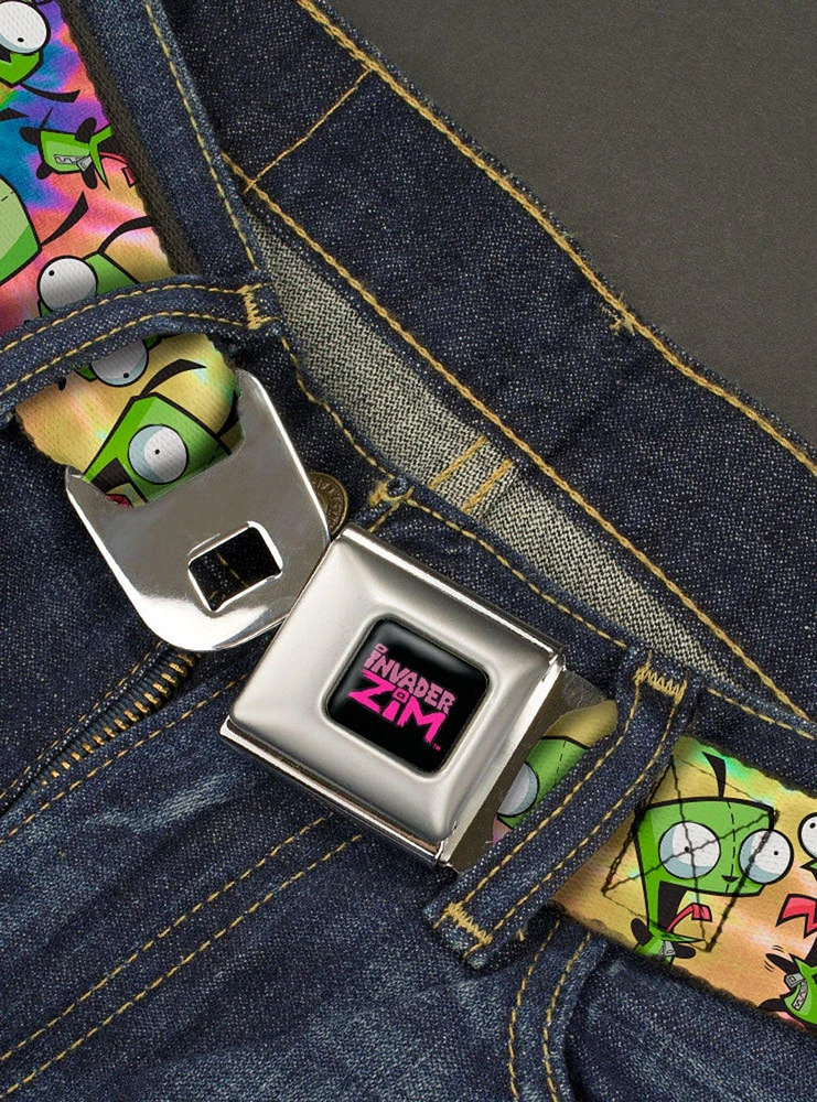 Invader Zim GIR Poses Scattered Tie Dye Seatbelt Belt