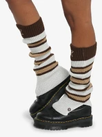 Brown Stripe Star Leg Warmers