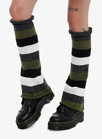 Black & Green Stripe Leg Warmers