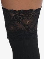 Black Ribbed Lace Over-The-Knee Socks