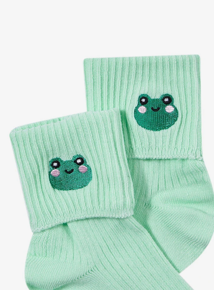 Kawaii Frog Fold-Over Ankle Socks