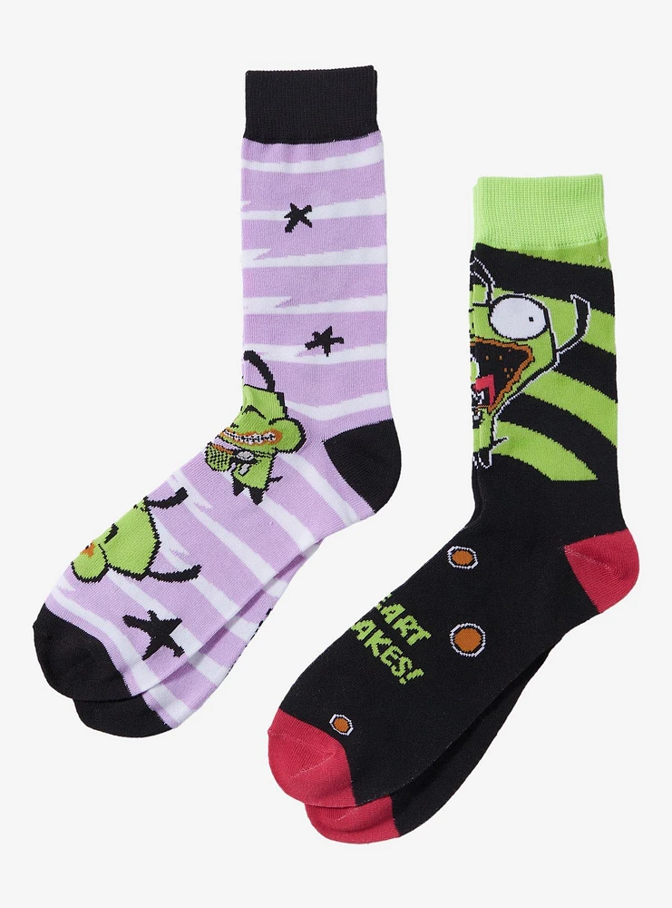 Invader Zim GIR Stripe Crew Socks 2 Pair