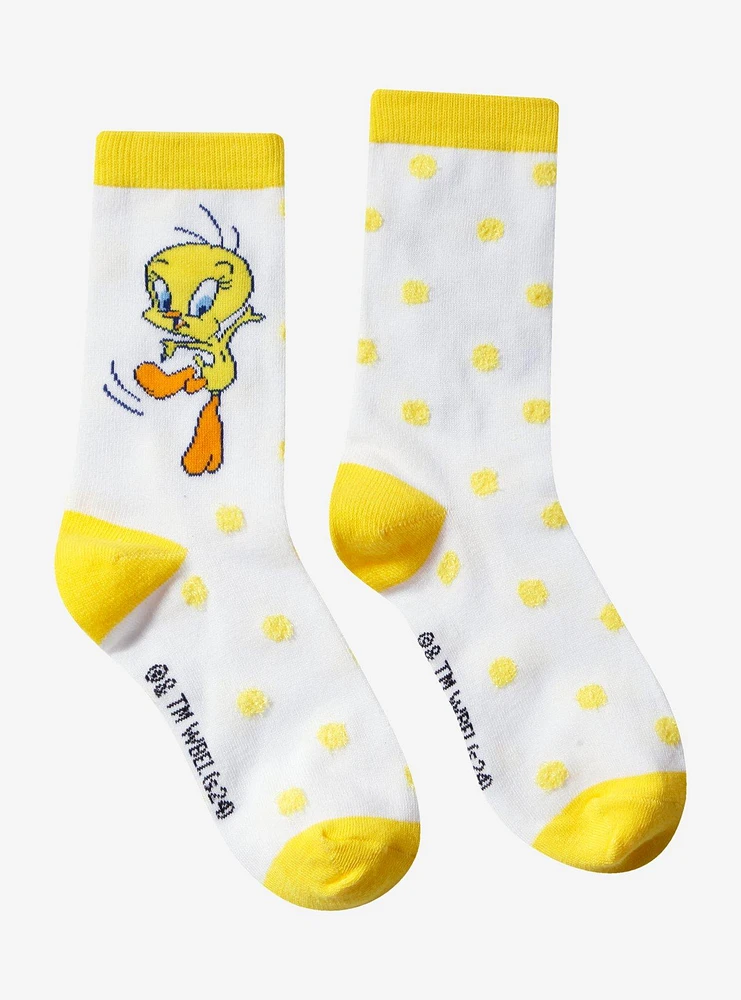 Looney Tunes Tweety Polka Dot Crew Socks