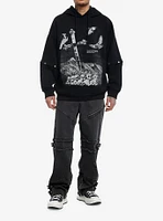 Social Collision Crows & Skulls Button-Sleeve Hoodie