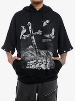 Social Collision Crows & Skulls Button-Sleeve Hoodie