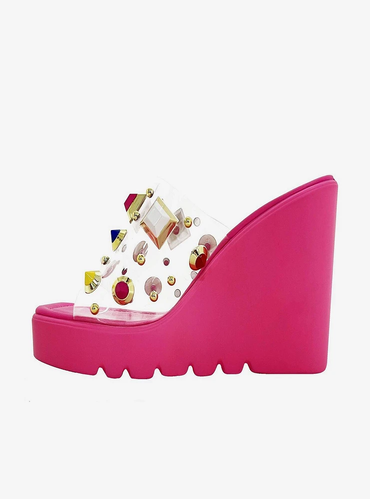 Palm Beach Stones Wedge Sandal Fuchsia