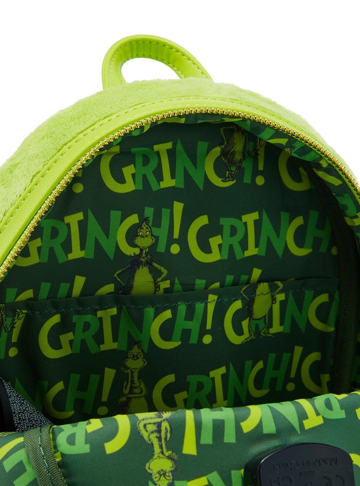 Loungefly How The Grinch Stole Christmas! Light-Up Fuzzy Mini Backpack