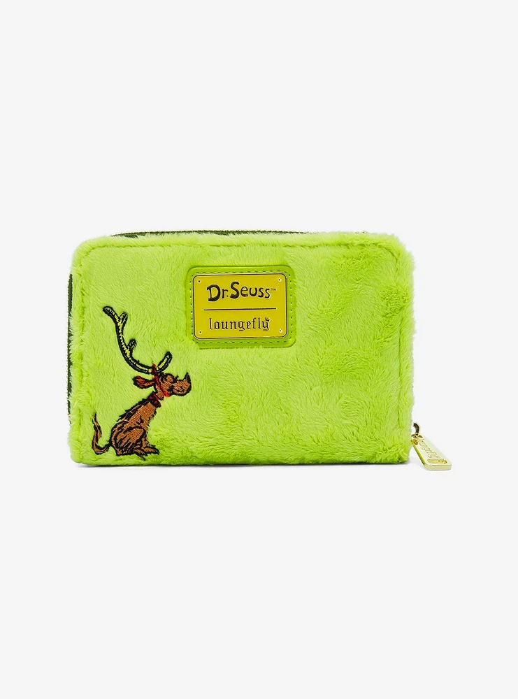 Loungefly How The Grinch Stole Christmas! Glow-In-The-Dark Fuzzy Zipper Wallet