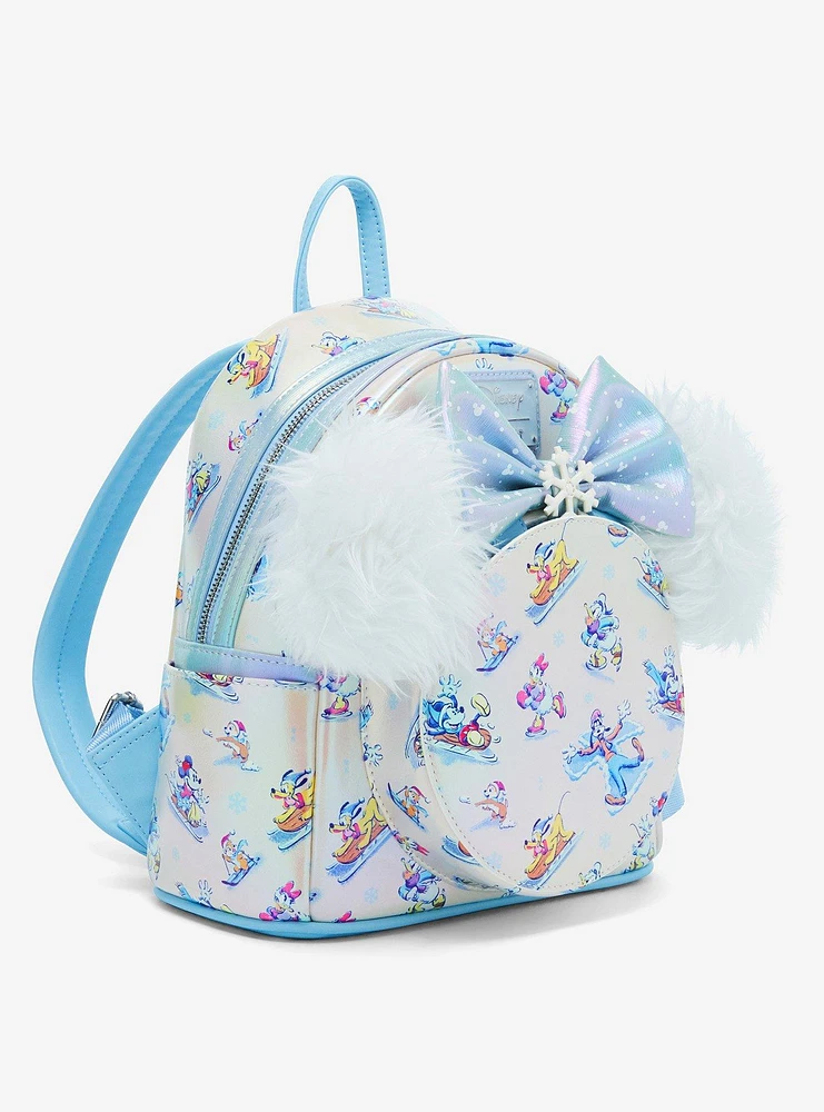 Loungefly Disney Mickey Mouse And Friends Winter Wonderland Mini Backpack With Ear Headband