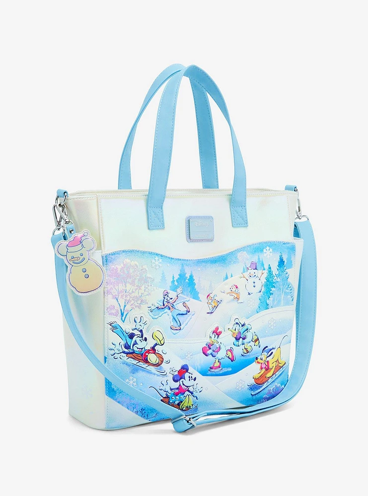 Loungefly Disney Mickey Mouse And Friends Winter Wonderland Convertible Tote Bag