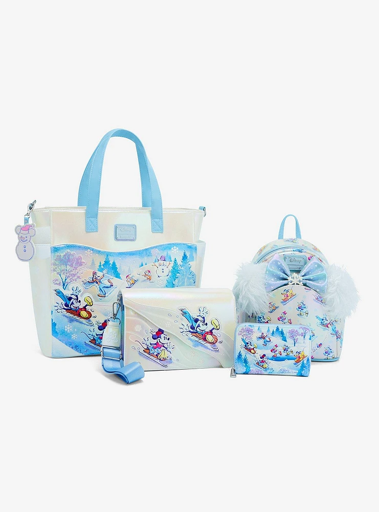 Loungefly Disney Mickey Mouse And Friends Winter Wonderland Convertible Tote Bag