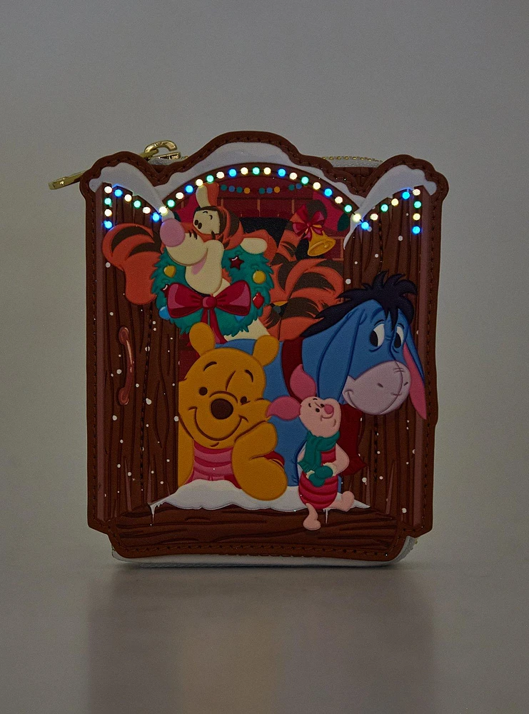 Loungefly Disney Winnie The Pooh Holiday Glow-In-The-Dark Mini Zipper Wallet